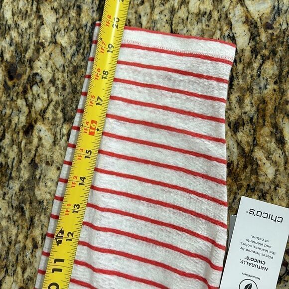 Chico’s Striped Knit Linen Pocket 3/4 Sleeve Tee Blouse Size XL - Picture 8 of 10